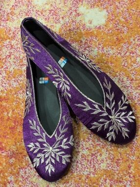 Purple Embroidered Women's Ballet Flats (41 EU)